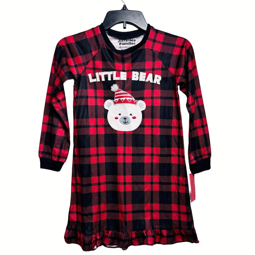 Cuddl Duds Plaid Nightgown Girls Medium 7/8 Holiday Santa Christmas Jammies